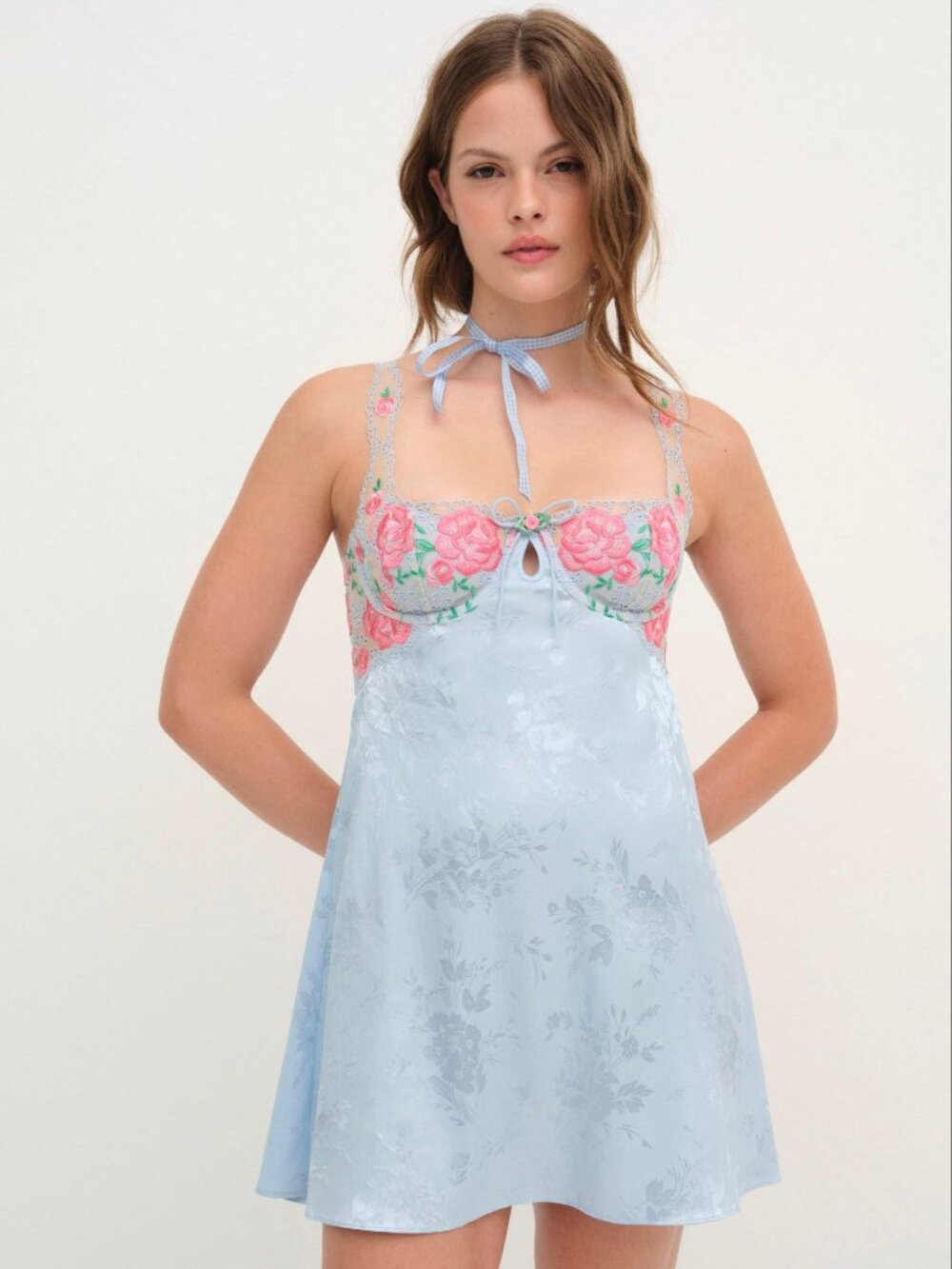 For Love & Lemons Vintage Rose Eyelet Slip XS / Blue
